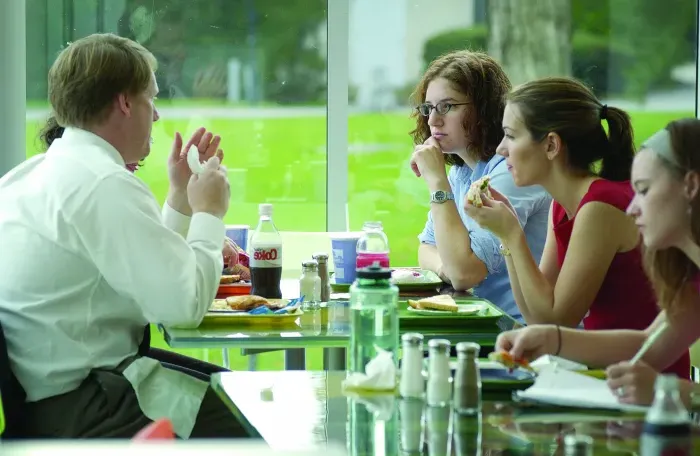 People eating at the Campus Center cafe.